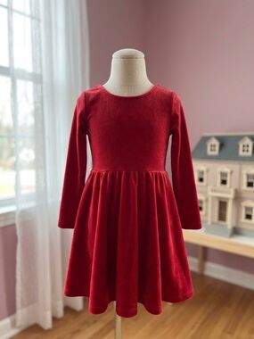 Tea Collection Red Velvet Long-Sleeve Party Dress
